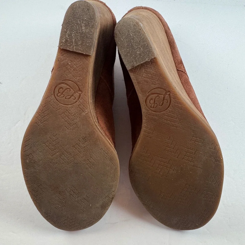 Lucky Brand Yohana Brown Suede Wedge Ankle Booties‎ Womens 8.5 M LK-YOHANA